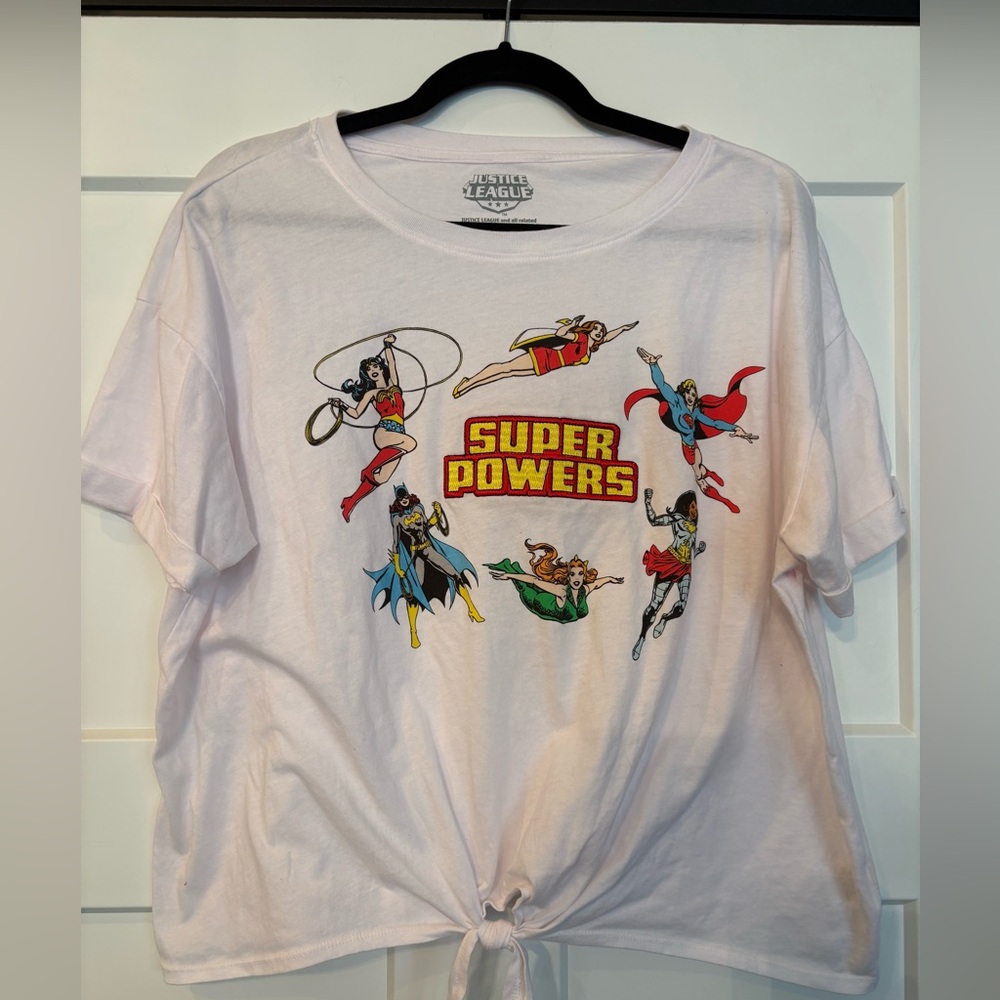 Justice League Shirt Juniors 3X Embroidered Superhero Crop Tee Short Sleeve